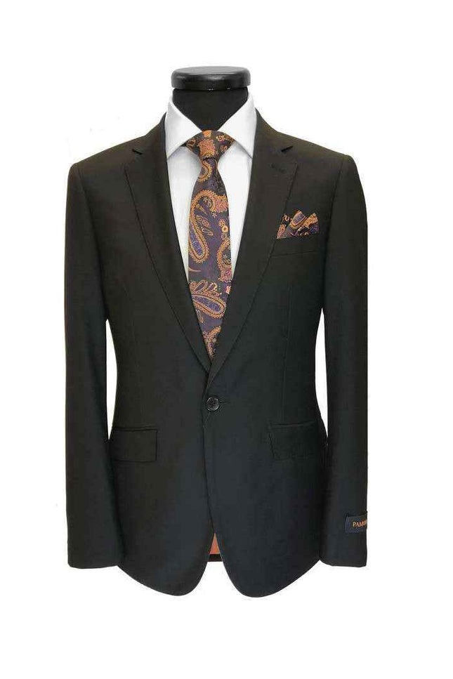 Black 1-button Regular Fit Suit
