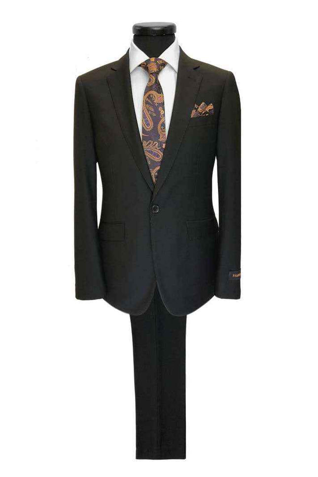 Black 1-button Regular Fit Suit