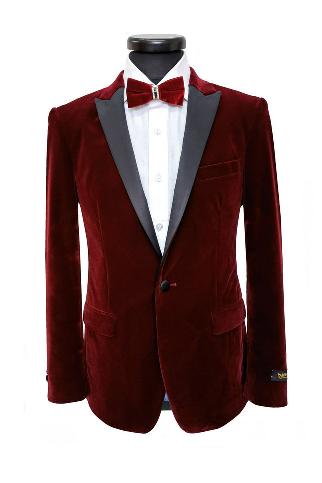 veste de smoking en velours bordeaux