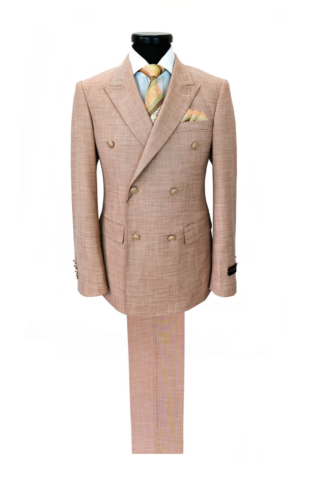 Light Salmon Slim Fit Double-Breasted Suit