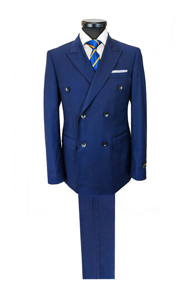 Navy Double Breasted Twill Suit