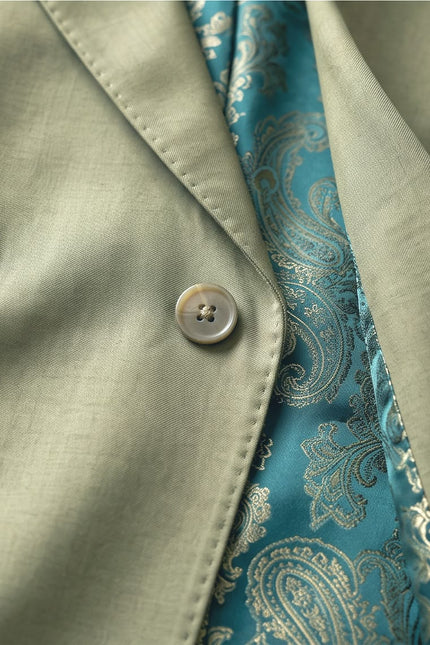 Sage Elegance: Double-Breasted Wool Blend Suit