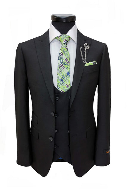 Black Two Button 3-Piece Suit
