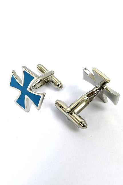 Blue Medieval Cross Cufflinks