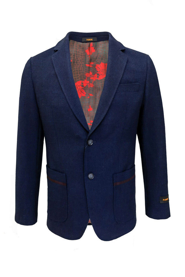Blazer en tweed bleu marine coupe slim