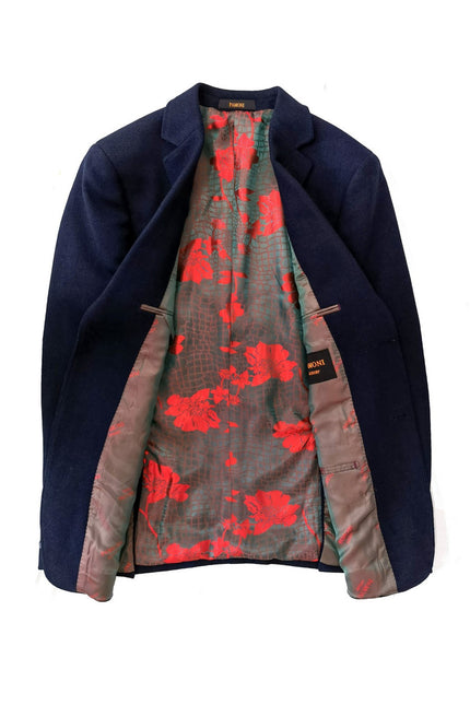 Navy Slim Fit Tweed  Blazer