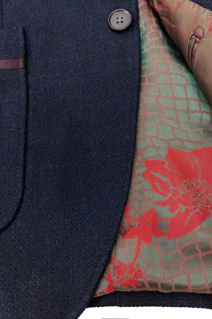 Navy Slim Fit Tweed  Blazer