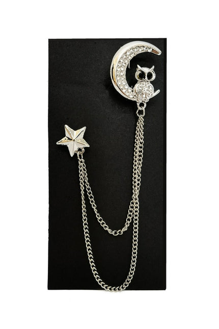 Owl At Night Lapel Chain Brooch