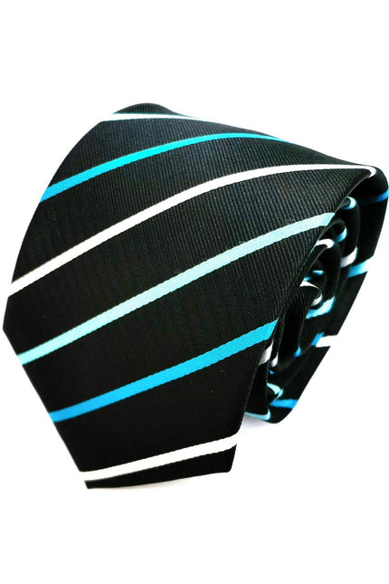 Black Turquoise Blue Stripe Tie
