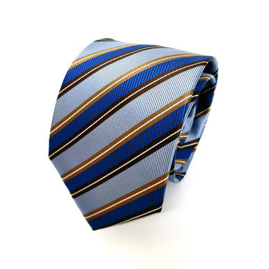Corbata de rayas azules y marrones