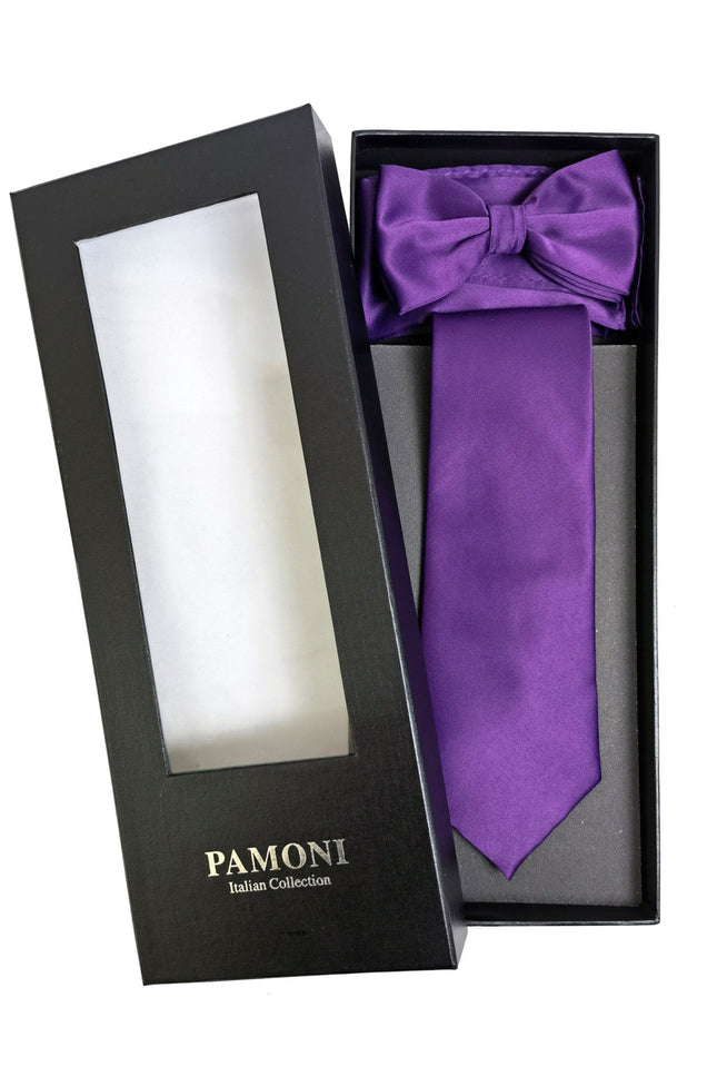 Ensemble cravate et nœud papillon violet