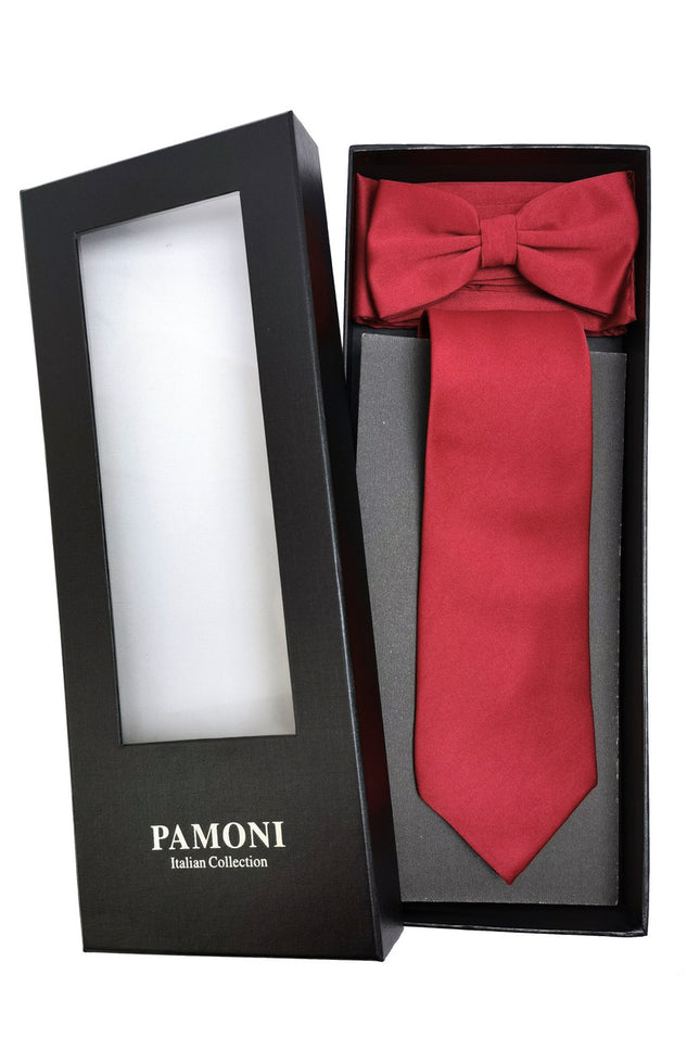 Ensemble cravate et nœud papillon bordeaux