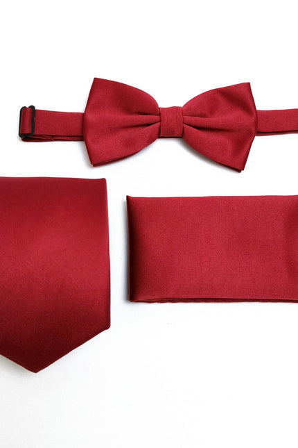 Ensemble cravate et nœud papillon bordeaux