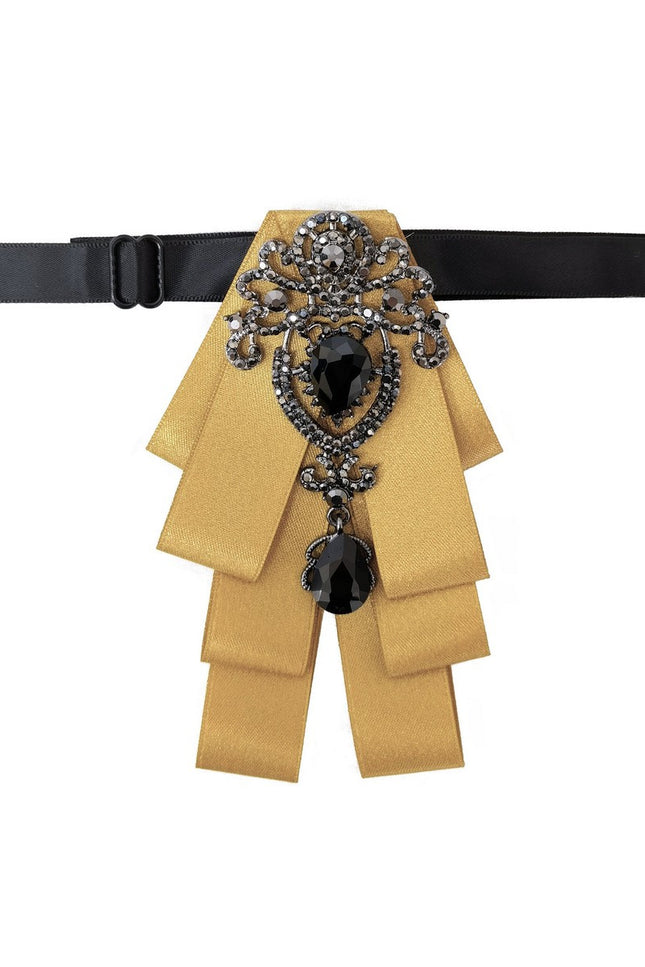 Nœud papillon en ruban or et noir strassé