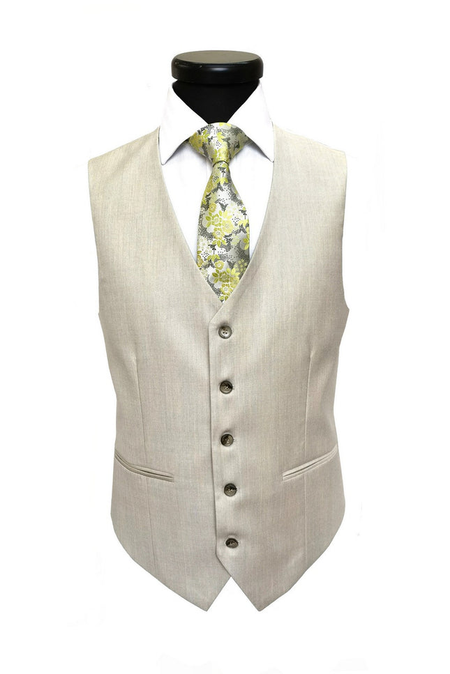 Beige Single Button 3-Piece Suit