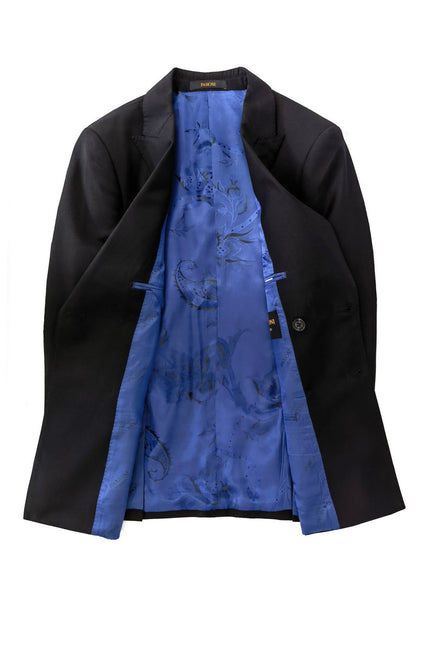 BLACK DOUBLE BREASTED SUIT WITH GOLD BUTTON