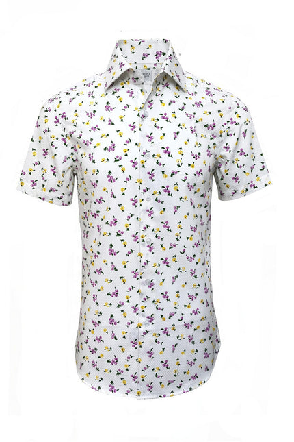 White Berry Print Short Sleeves Shirt