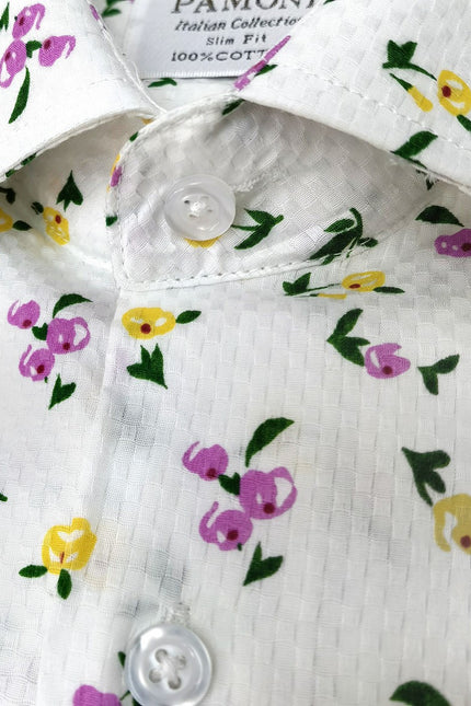 White Berry Print Short Sleeves Shirt