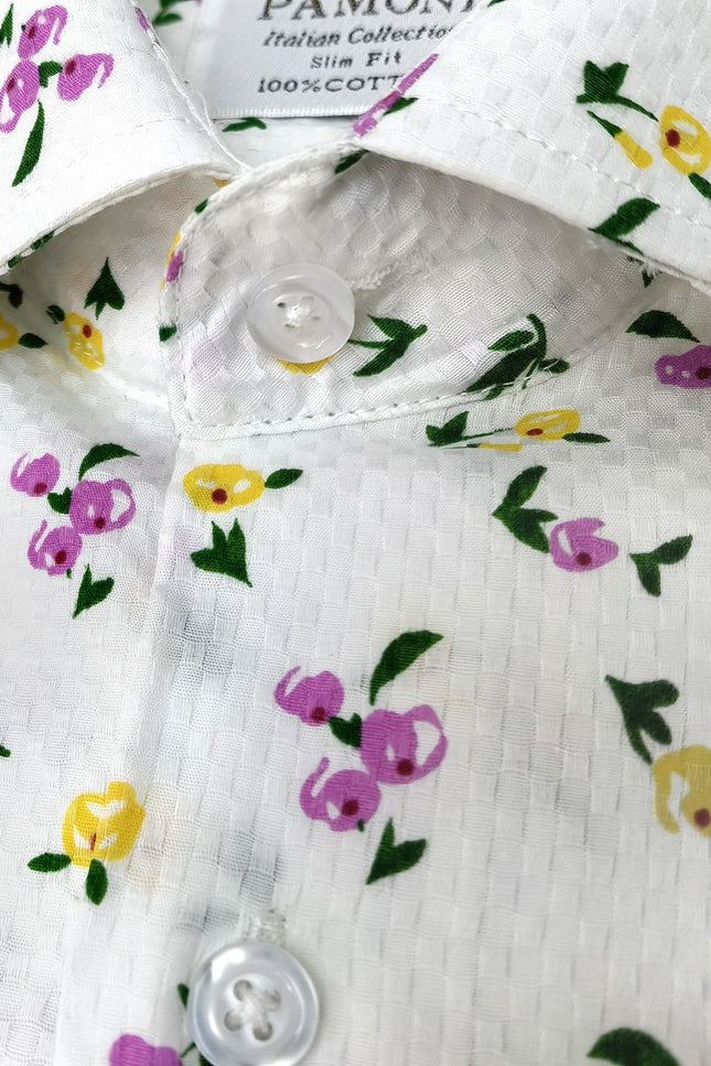 White Berry Print Short Sleeves Shirt