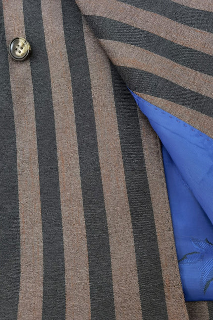 Brown Bold Stripe Double Breasted Suit