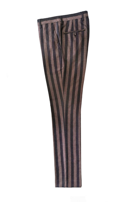 Brown Bold Stripe Trousers