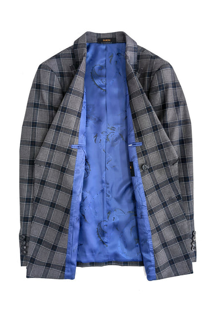 Dark Grey Check Double Breasted Suit