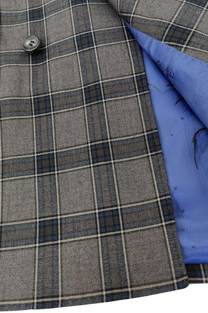 Dark Grey Check Double Breasted Suit