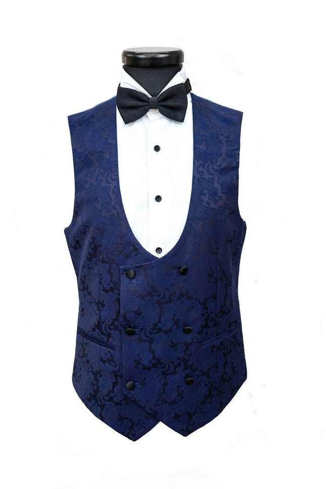 Midnight Blue Floral Pattern 3-Piece Tuxedo
