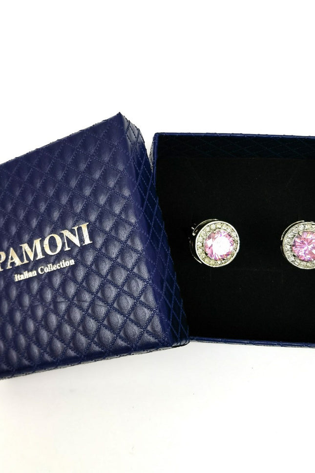 Round Pink Gemstone Cufflinks