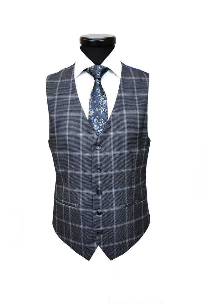 Grey Check Houndstooth 3-Piece Suit