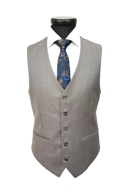 Taupe Slim Fit 3-Piece Twill Suit