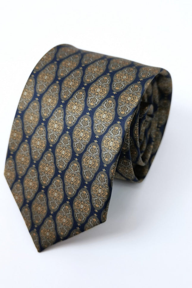 Navy Brown Geometric Tie