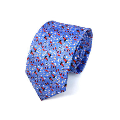 Cravate bleue à fleurs