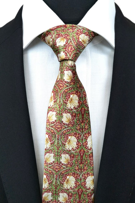 Cravate florale bordeaux