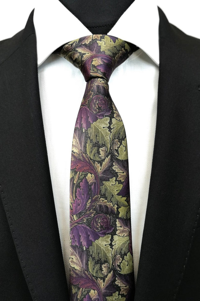 Purple Olive Floral Tie