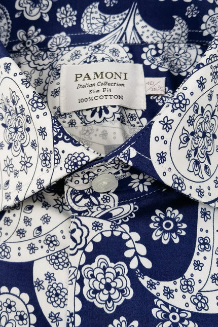 Blue Paisley Slim Fit Shirt
