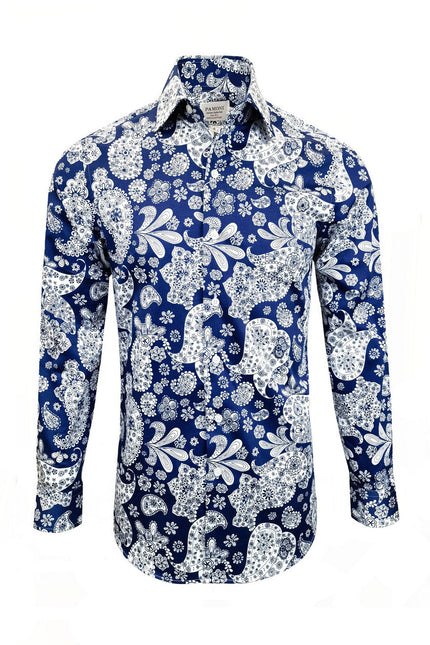 Blue Paisley Slim Fit Shirt