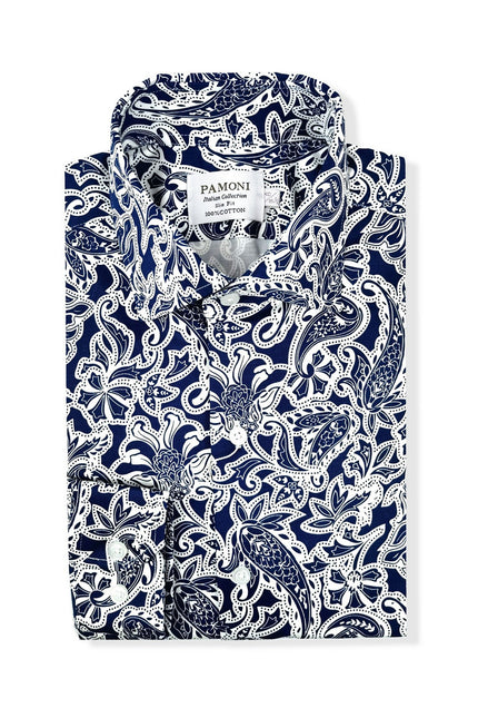 Navy Floral Paisley Shirt