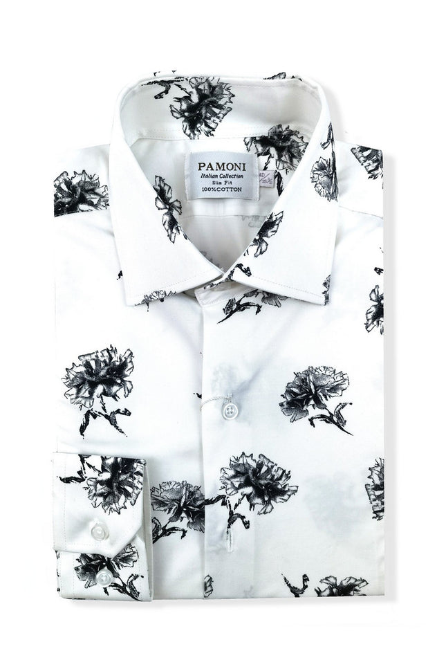 White & Black Floral Shirt