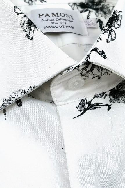 White & Black Floral Shirt