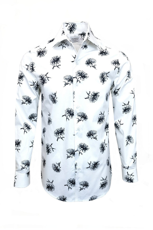 White & Black Floral Shirt