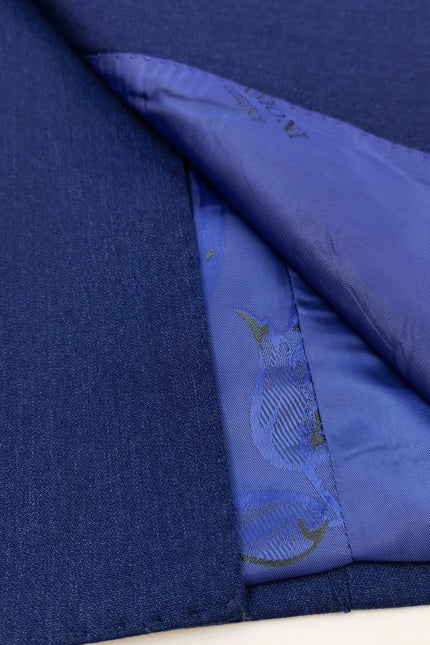 Midnight Blue Double Breasted Suit With Gold Button