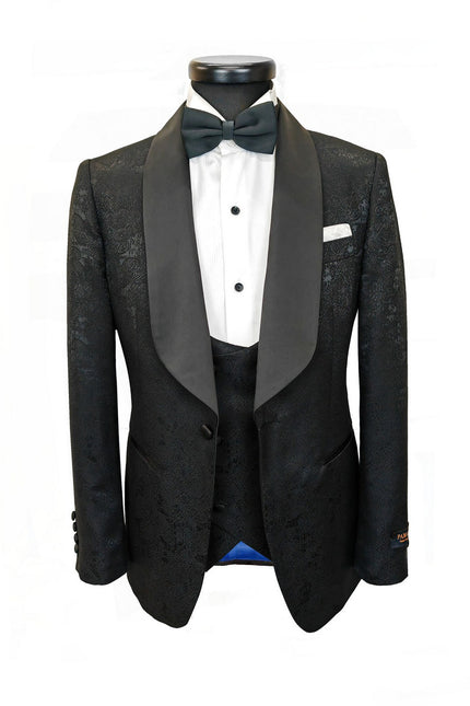 Black Floral Style 3-Piece Tuxedo