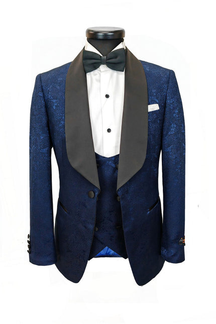 Navy Floral Style 3-Piece Tuxedo