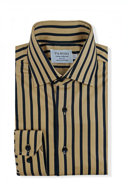 Gold With Black Bold Stripe Shirt