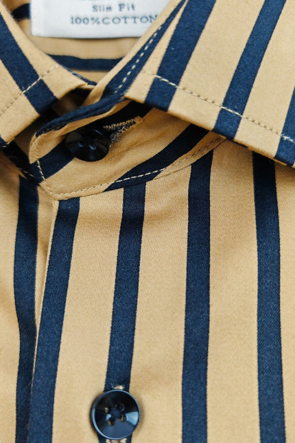Gold With Black Bold Stripe Shirt
