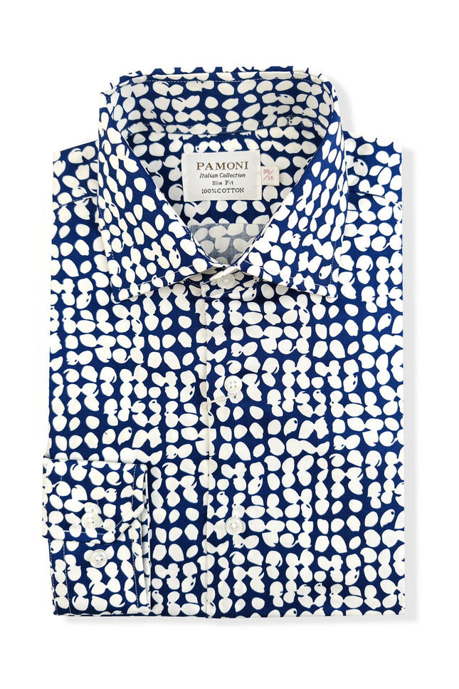 Blue and White Checkered Print Shirt