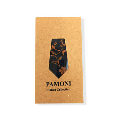 Ensemble cravate et pochette à motif floral bleu marine et or