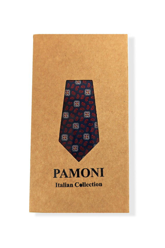 Blue and Red Geometric Tie & Pocket Square Set