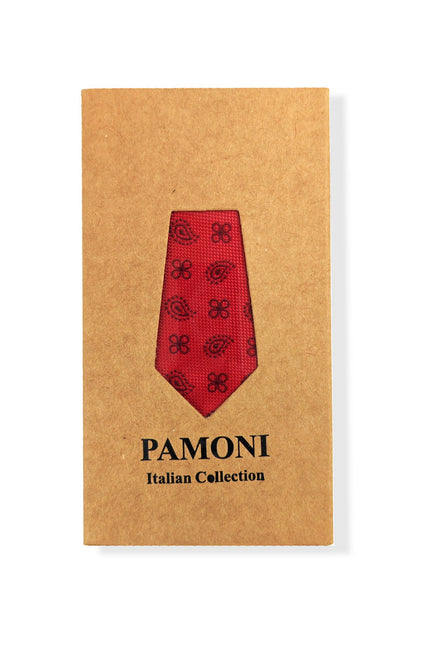 Red Geometric Tie & Pocket Square Set